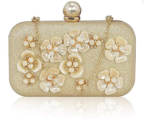 Tooba Handicraft Beautiful Pearl Flower clutch bag purse for casual party wedding