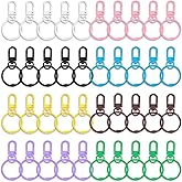 40 PCS Colorful Metal Lobster Claw Clasps, Open Ring Flat Split Loop Buckle Clasps, Double Lanyard Swivel Snap Hooks for DIY Craft (Multicolor)