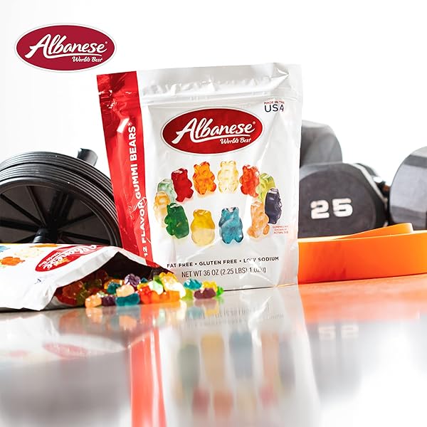 ALBANESE WORLD’S BEST 12 FLAVOR GUMMI BEARS, 36OZ BAG OF CANDY, SOFT & CHEWY CANDY SNACKS, FRUITY FLAVOR ASSORTMENT