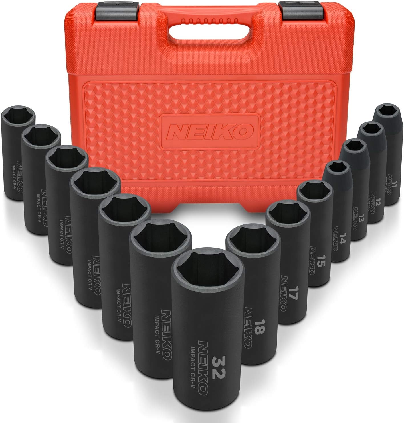EACELIY 1/2 Drive Deep Impact Socket Set - 11-Piece Metric Sockets (27mm-38mm) With Adapter