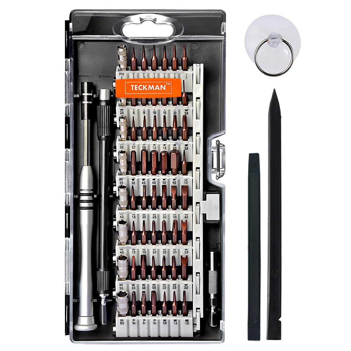 TECKMAN Precision Screwdriver Set, 64 in 1 Small Torx Phillips Pentalobe Tripoint Screwdriver Magnetic Bit Set for iPhone 8,7,Macbook,Xbox,PS3,PS4,Eyeglasses &Watches, Electronics Repair Tool Kit