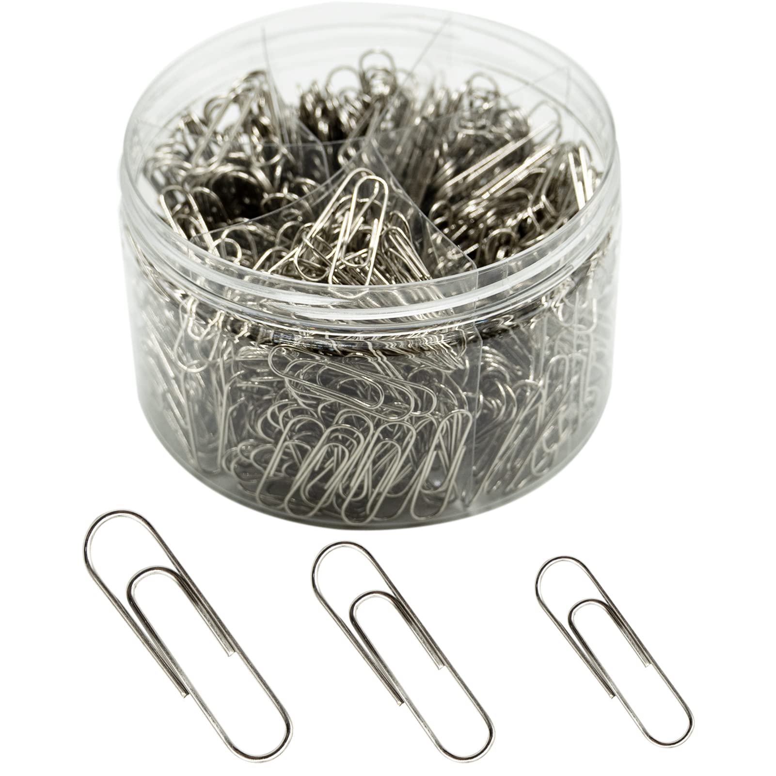 Paper Clips 3 Assorted Sizes 700 Count Paperclips Large Jumbo 50mm Medium 33mm Small 28mm for Office Home School Papperwork Art Craft (Silver)