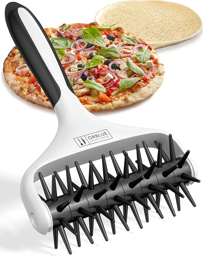 Orblue Pizza Dough Docker Roller Pastry Tool Piercer for Pies Crispbread Baking