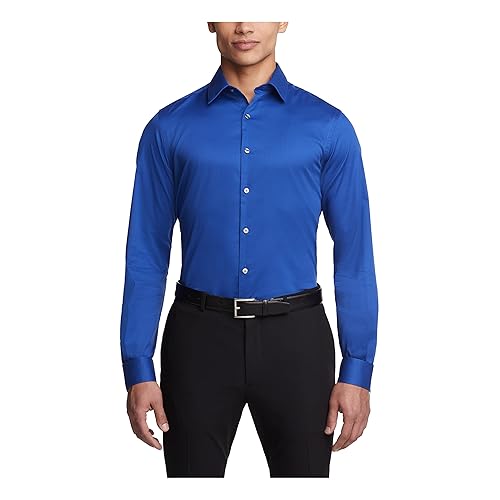 Van Heusen mens Slim Fit Flex Collar Stretch Solid Dress Shirt, Royal Blue, 14.5 Neck 32 -33 Sleeve Small US