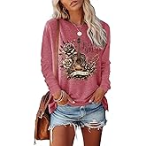 Women Nashville Shirts Vintage Rock Country Music T Shirt Long Sleeve Vacation Loose Fitting Tops