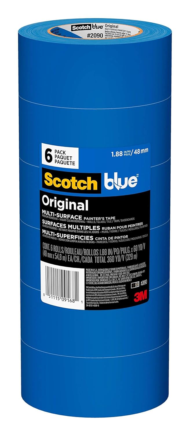 ScotchBlue Original Multi-Surface Painter’s Tape, 2090, 1.88 inch x 60 yard, 6 Rolls: Home Improvement