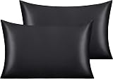 NTBAY Silk Satin Pillowcases 2 Pack 50x75 cm Black Envelope Closure