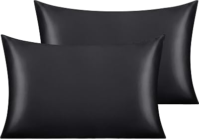 NTBAY Silk Satin Pillowcases 2 Pack 50x75 cm Black Envelope Closure