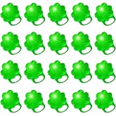 Super Z Outlet Four Leaf Clover Lucky St. Patrick's Day Green Shamrock LED Light Up Toy Party Favors Rings Accessories (18 Pack)