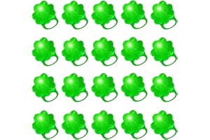 Super Z Outlet Four Leaf Clover Lucky St. Patrick's Day Green Shamrock LED Light Up Toy Party Favors Rings Accessories (18 Pack)