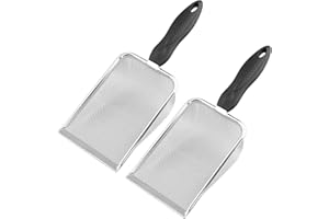 Aiicioo Reptile Stainless Steel Sand Scoop Metal Shovel Sifter Fine Mesh Terrarium Substrate Cleaner Corner Sifter Pooper Scooper Cat Scoop for Reptile Litter Box