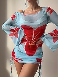 ZAFUL Womens Swimsuit Cover Up Dress Off Shoulder