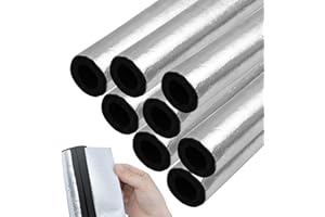 JEYEOU 4PCS Pipe Insulation Foam Tube Self Adhesive Exterior Water Pipe Insulation Wrap Pipe Freeze Protection Aluminum Foil Pipe Cover for Outdoor Winter Irrigation Sprinkler Spigot Isolation 1.3Ft*0.6Inch