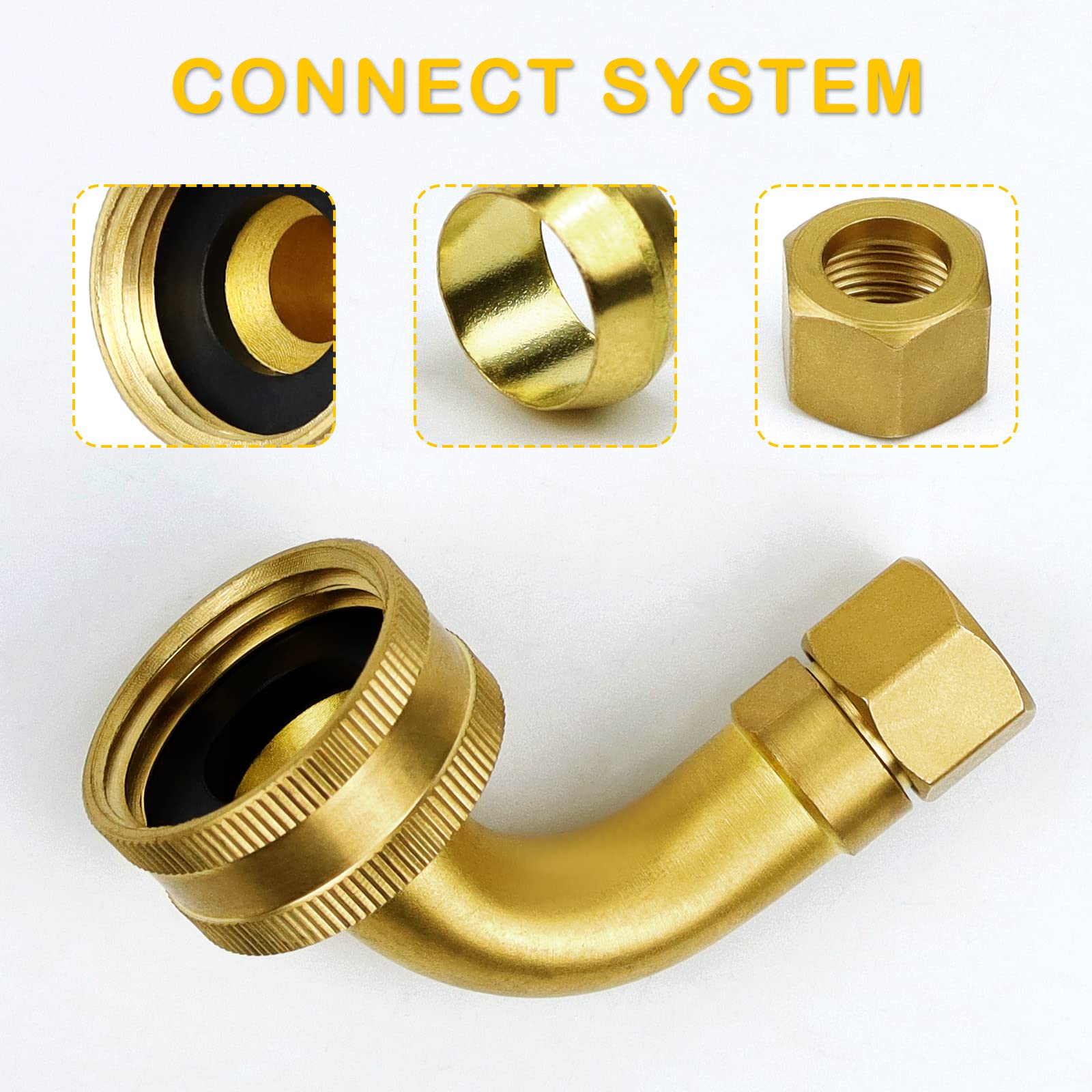 W10685193 3/4 Inch FHT Hose x 3/8 Inch Elbow Hose Fitting For Whirl-pool Dishwasher By AMI PARTS