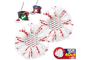 KOOLSTUFFS Mop Heads Replacements - 40% More Cleaning Power, 2 Pack Spin Mop Replace Refills for Easy Wring 1-Tank System, Deep Cleaning, Microfiber and Machine Washable