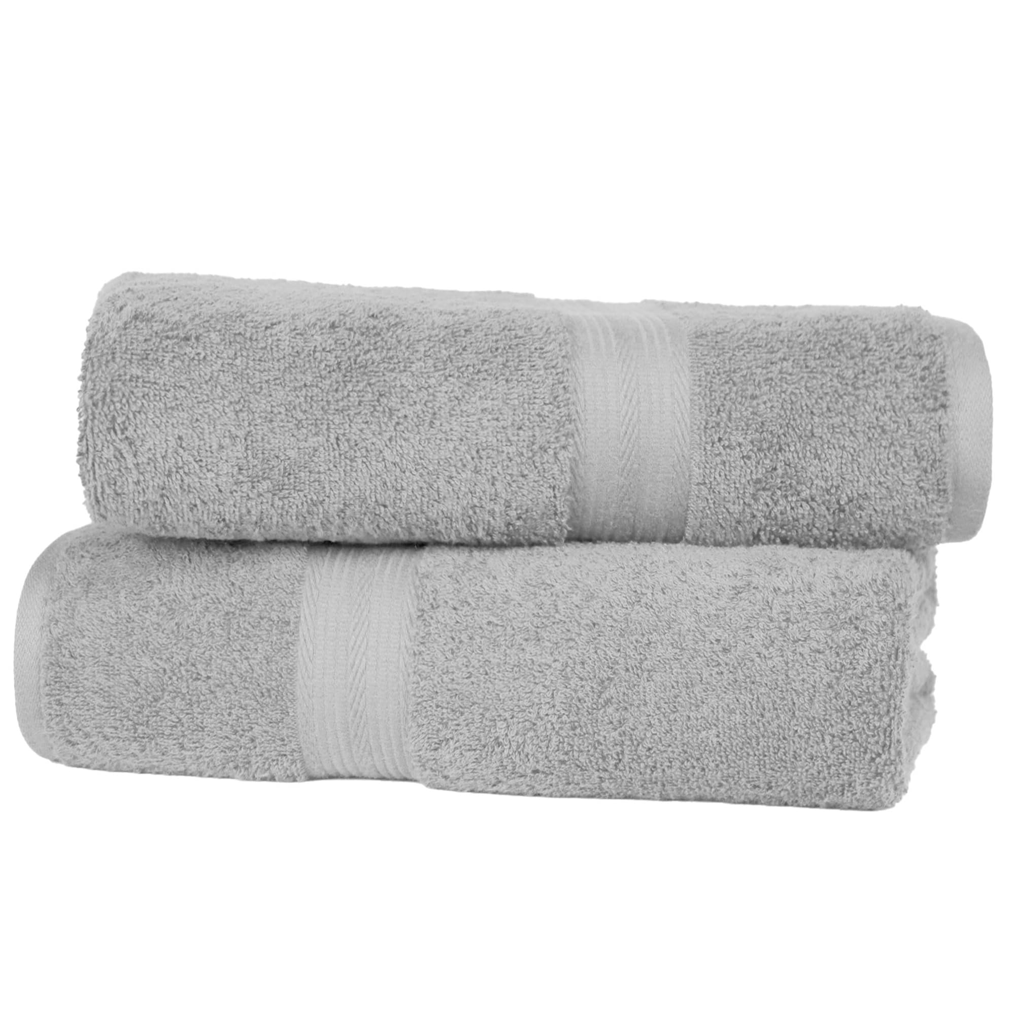 Amazon Basics Bath Towels, Fade Resistant 100% Cotton Towel Set, Soft and Absorbent, 70 x 140 cm, Grey, 2-Pack