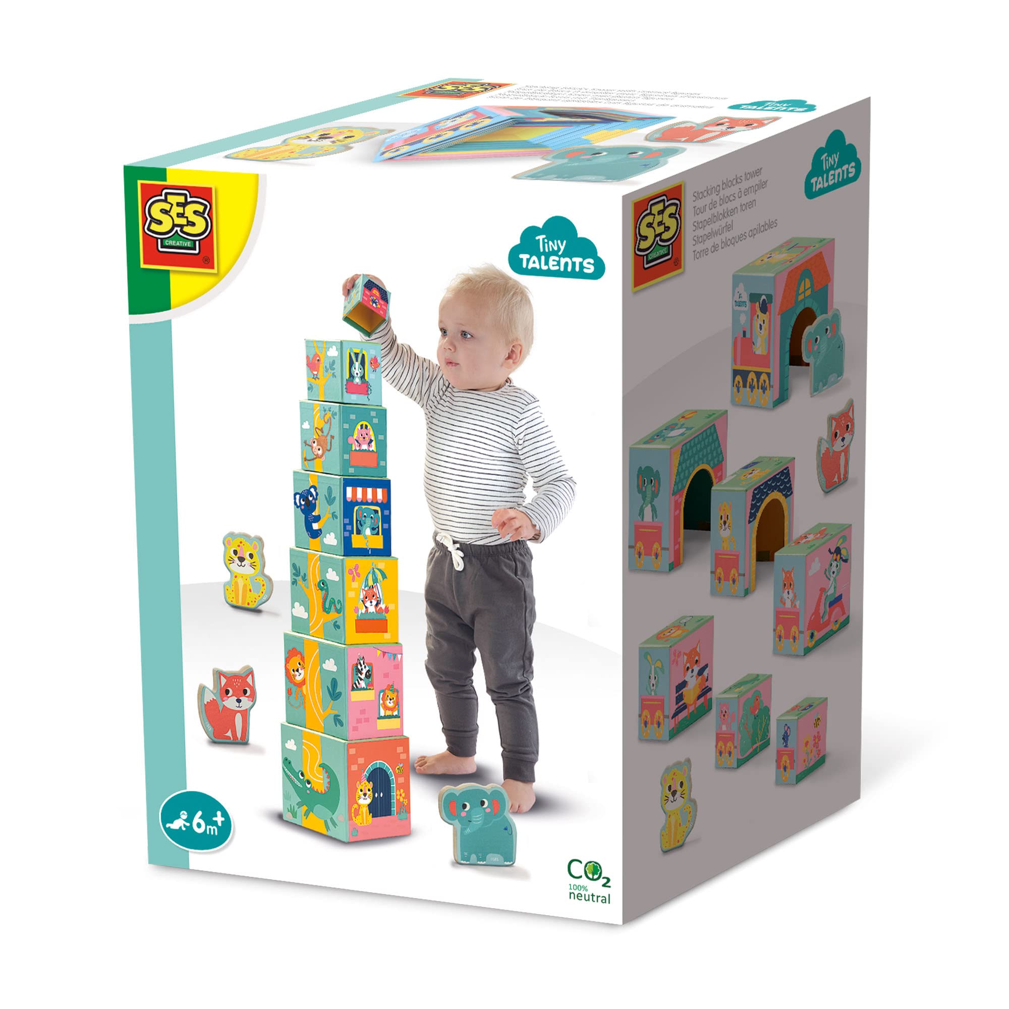 SES Creative Stacking blocks tower with animal figures — image 1