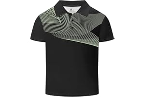 DEKOMERE Boys Printed Polo Shirt Short Sleeve Stylish Moisture Wicking UPF 30+ Performance Golf Shirts 7-16 Years
