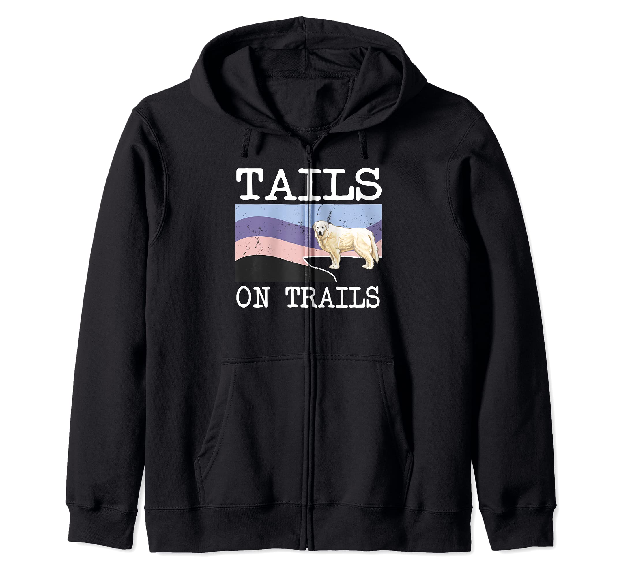 Great Pyrenee Tails On Trails Funny Dog Hiking Zip Hoodie