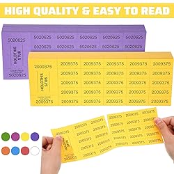 Kosiz 1000 Sheets 25 Bid Raffle Ticket Numbers