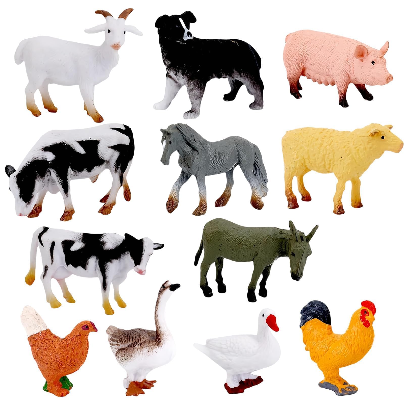 12 Pcs Farm Animal Toys, Animals Toys For Animal Figures DIY ornament, Realistic Mini Toy Farm Animals Farm Kit Ornament Decorative Supplies Handicrafts And Landscape Scenes Used by People Aged 15+