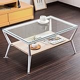 【深みある木目とデザイン性ある脚が魅せる華やかなガラステーブル】幅80cm 厚さ8mmの強化ガラスを使用 くびれた脚がお部屋のアクセントに がたつき防止アジャスター付き (ナチュラル色) ナチュラル 80cm幅テーブル