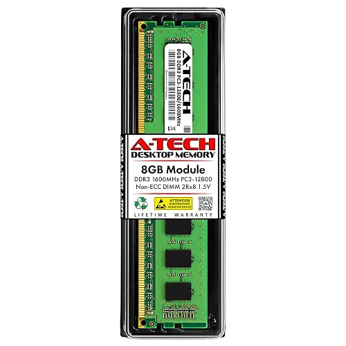 A-Tech 8GB DDR3 1600MHz PC3-12800 CL11 DIMM 2Rx8 1.5V 240-Pin Non