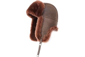 MUMCU'S LEATHER - LEATHER WANTS TO BE MUMCU'S Ushanka Aviator Trapper Leather Hat Men Women, Sheepskin Fur Russian Soviet Earflaps Hat, Warm Outdoor Winter Hat 2024