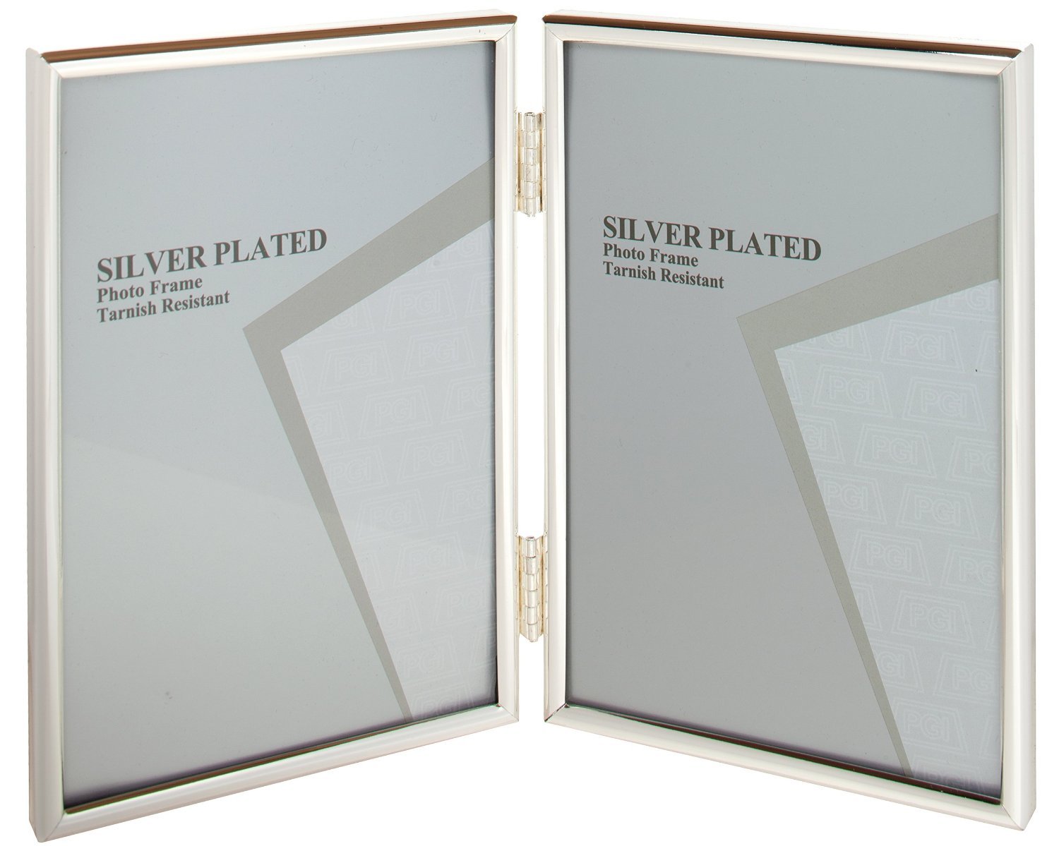 3.5 x 5-inch Portrait Thin Double Photo Frame, Silver Plated