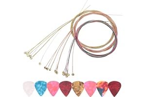 3Pcs 6 String Acoustic Guitar Strings with 0.46mm 8 Picks Set for Electric Acoustic Guitar Beginners Performers 6 Strings Set