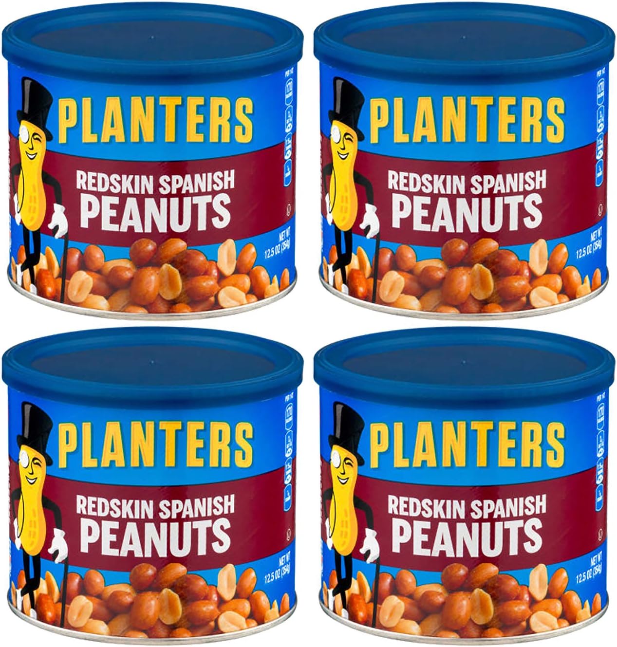 Planters, Redskin Spanish Peanuts with Sea Salt, 12.5oz Can (Pack of 4
