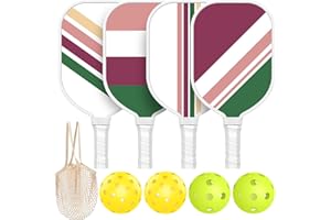Sprypals Pickleball Paddles,Pickleball Paddles Set of 4 Premium Wooden Pickleball Paddle/Fiberglass Pickleball Set of 2 with Pickleball Balls & Portable Pickleball Bag Tote for Beginners & Pros