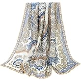 ANDANTINO 100% Silk Scarf 43" Large Square Lightweight Headscarf& Shawl–Women Hair Wraps-With Gift Packed