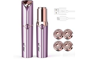 GURELAX Facial Hair Removal for Women, Ladies Face Shaver(Rechargeable) for Chin Upper Lip Neck Armpits, Included 4 Replacement Heads, with a Velvet Storage Pouch