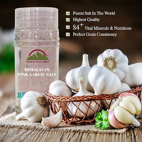 HIMALAYAN CHEF HIMALAYAN PINK GARLIC SALT(SMALL SHAKER), 3.6 OZ, KOSHER CERTIFIED & NON GMO