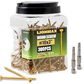 LIONMAX Deck Screws 3 Inch, Wood Screws #10 x 3, 300 PCS, Tan | Rust Resistant, Exterior Epoxy Coated, for Outdoor Construction/Frame/Fence, Coarse Thread, Torx/Star Drive, T25 Bit Included