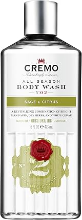 Cremo Sage and Citrus Body Wash 473 ml Men’s Shower Gel Moisturising