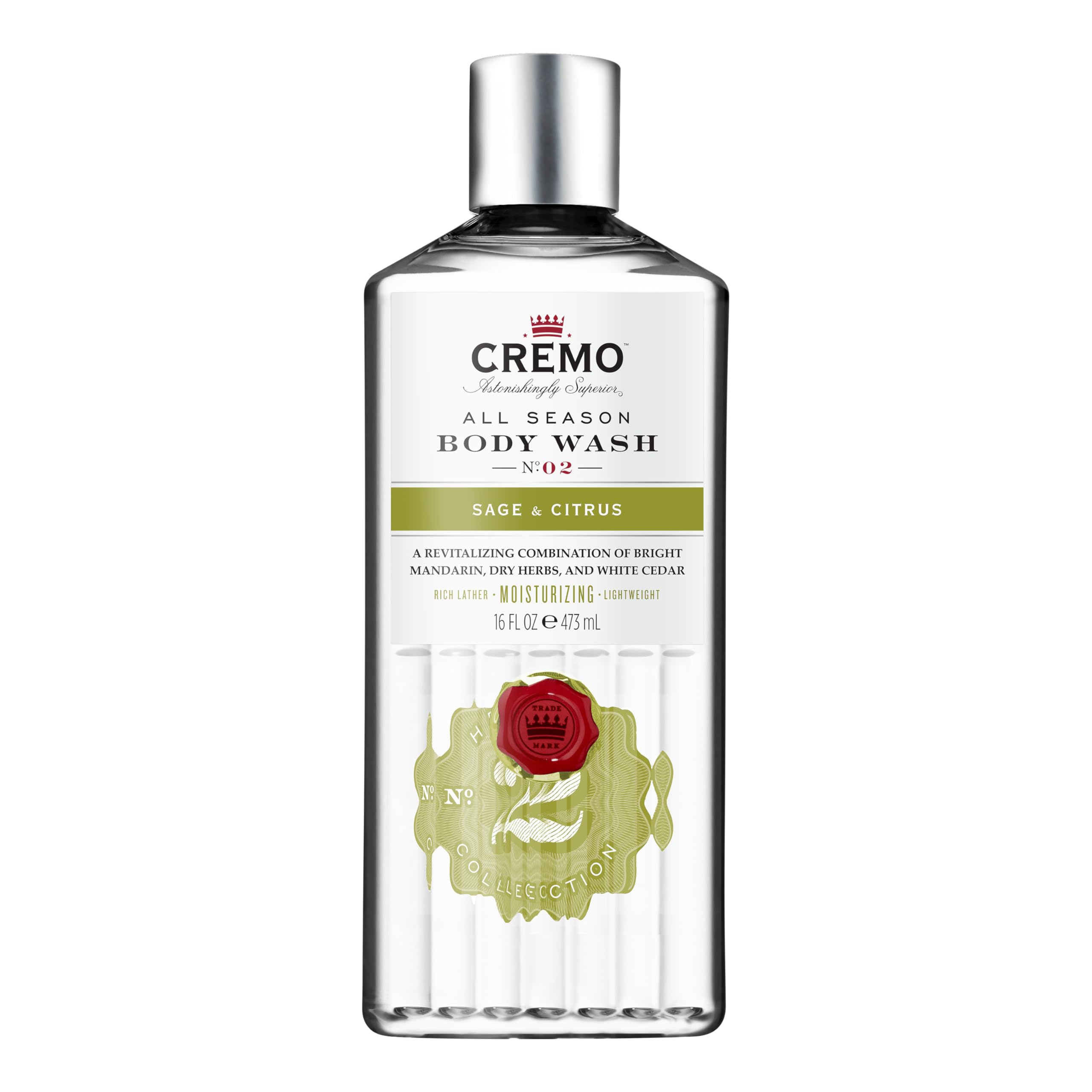 Cremo Sage and Citrus Body Wash, Men's Shower Gel for Body Skin Care, Moisturising and Revitalising, 473 ml — image 1