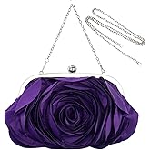 Little Floral Clutch Purse for Women - Elegant Rose Petal Evening Bag with Detachable Chain for Wedding, Gala, Prom