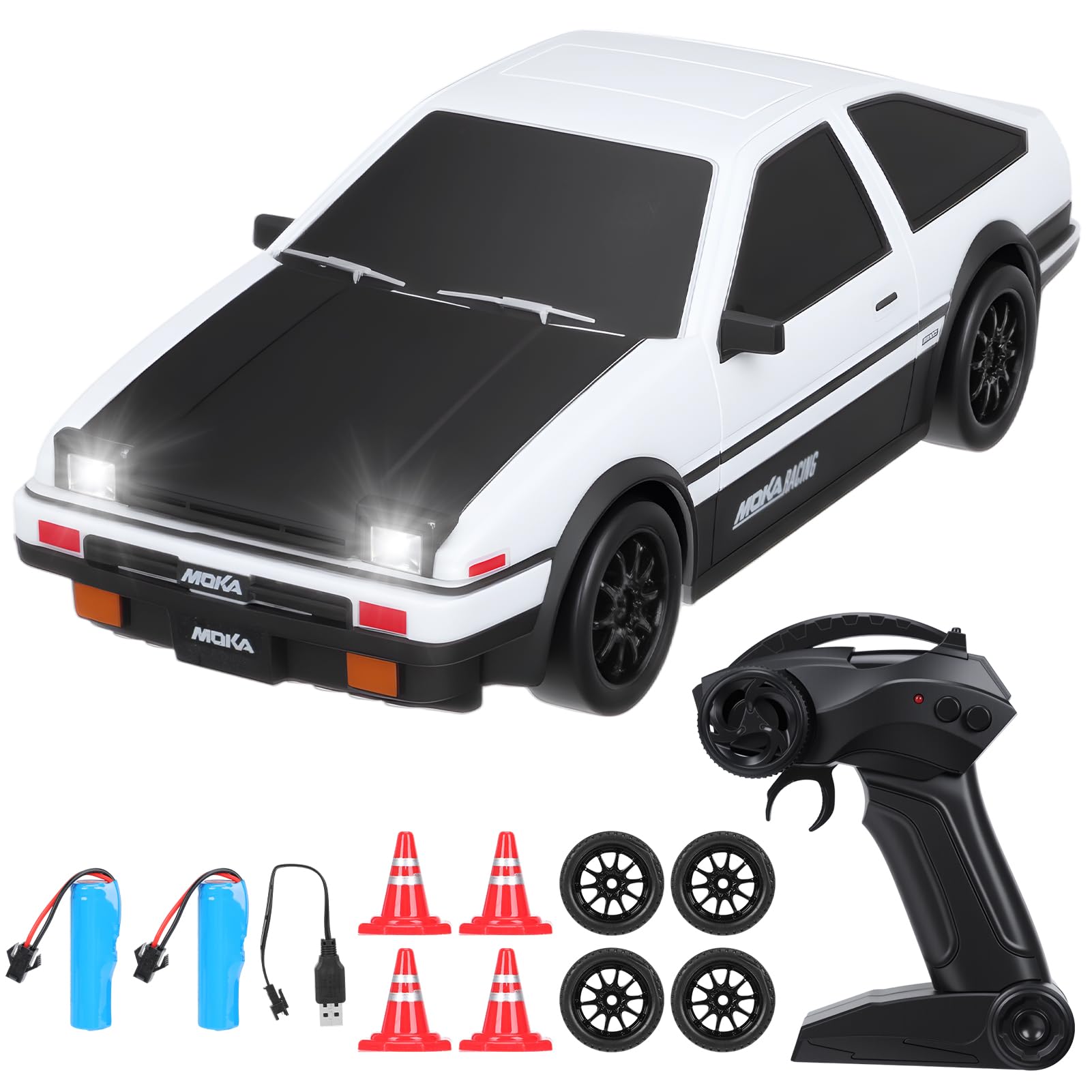 Axrye RC Drift Car 1:24 Scale High Speed 4WD Mini Remote Control Car Vehicle with LED Lights Two Batteries and Drifting Tires, 25KM/H RC Sport Racing Toy Cars, Toy Gifts for Kids Boys Age 6 7 8 9 10+