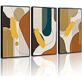 PHOPAGO 16x24in Large Boho Abstract Framed Wall Art Modern Minimalist Luxury Gold Line Artwork Kitchen Dining Room Decor Black Framed