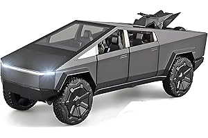 POWVAN Model y Cybertruck Toy Trucks Alloy Die Casting Model Pickup Truck 1/24 Toy Race Car with Cyberquad -Sound and Light Effect Ideal Gift Age for 6 Year Up