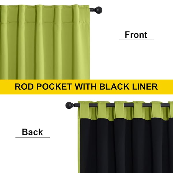 NICETOWN FOREST GREEN 100% BLACKOUT WINDOW CURTAIN PANELS, COLD AND FULL LIGHT BLOCKING DRAPES WITH BLACK LINER FOR NURSERY, 84 INCHES LONG DROP THERMAL INSULATED DRAPERIES (52 INCHES WIDE, 2 PIECES)