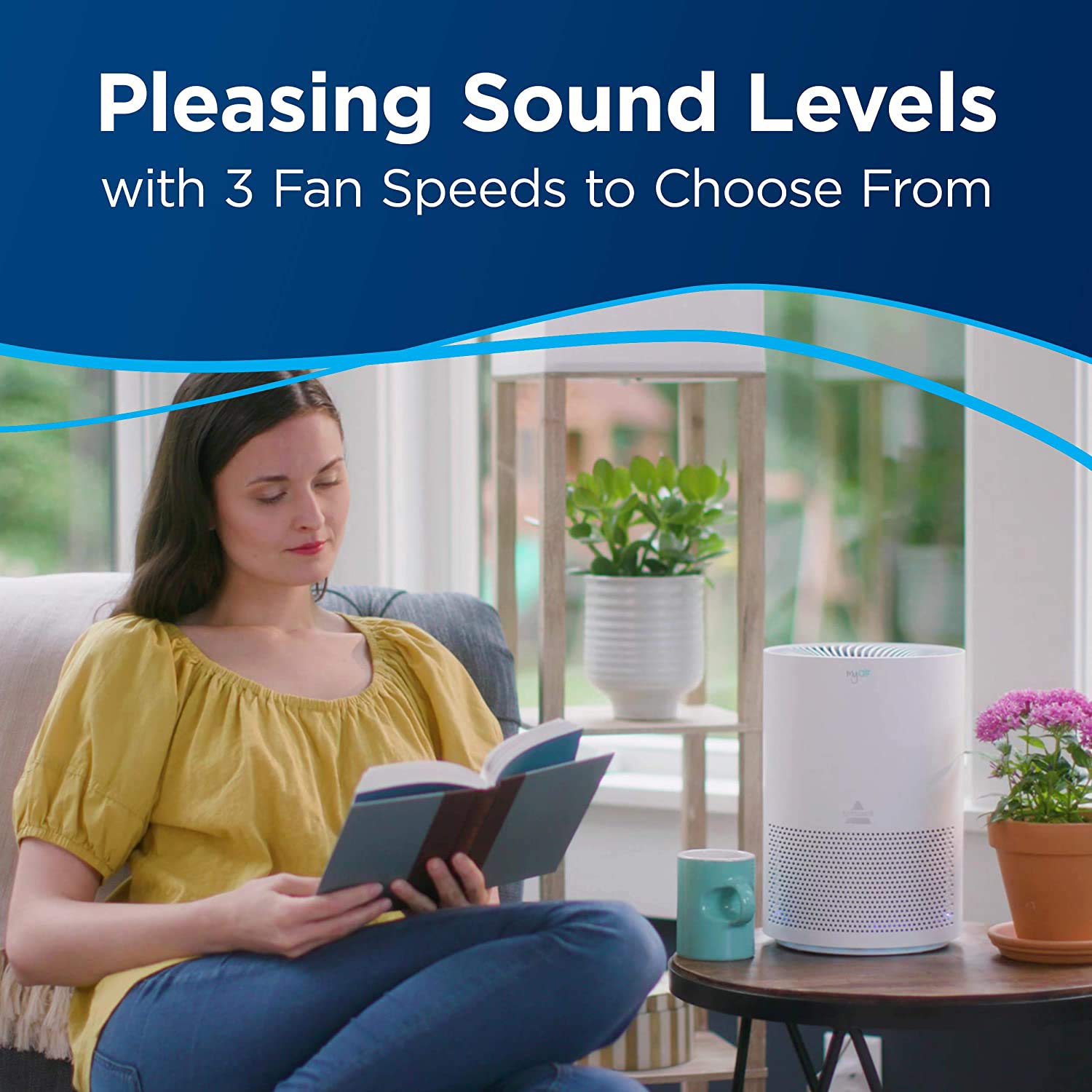 Bissell myair Air Purifier with High Efficiency and Carbon Filter for Small Room and Home, Quiet Air Cleaner for Allergens, Pets, Dust, Dander, Pollen, Smoke, Hair, Odors, Timer, 2780A