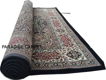PARADISE CARPET CREATION Kashmiri Persian Design Carpet with HIGH Quality& Competitive Price 3 X 5 FEET (90X150) cm. Color Black Multi