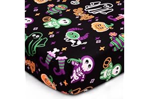 Cloele Halloween Pumpkin Crib Sheet Ghost Fitted Sheet for Boys Girls - 1 Pack Baby Nursery Sheet Cozy Bed Sheet for Standard Crib and Toddler Mattresses - Black Crib Mattress Infant Toddler Sheet
