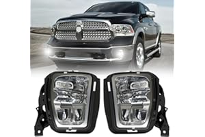 4X4FLSTC LED Fog Lights Compatible with 4th Gen Dodge Ram 1500 2013 2014 2015 2016 2017 2018, 2019 2020 Classic Replacement Fog lamps Assembly DOT Bumper Driving lights Silver