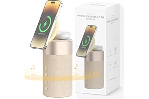 COLSUR Bluetooth Speaker, Magnetic Wireless Charger, Bluetooth Speakers with Night Light, 2 in 1 Wireless Charging Station for iPhone 17/16/15/14/13/12 Series, AirPods Pro 2/4/3/2 (Gift Ideal)