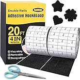 Navona 20Ft x 4 Inch Heavy Duty Hook and Loop Tape with Adhesive, Carpet Anti Slip Rug Gripper, Couch Cushion Grip, Hook and Loop Strips for Home, Office, DIY and Car -Black
