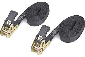 PowerTye Mfg Endless Ratchets - 1in x 10ft Easy Grip (no Hooks) - 400 lb. Working Load Limit / 1,200 lb. Break Strength - Black 2-Pack